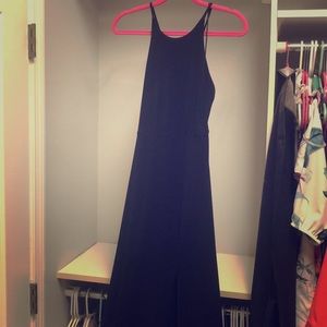Black maxi dress with high slit